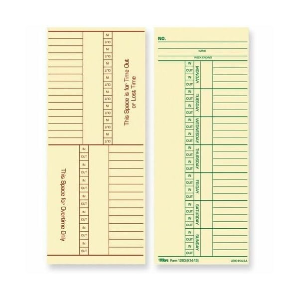 Tops Business Forms TIME CARDS, NAMED DAYS, 3-3/8X8-, 100PK TOP12603 - main